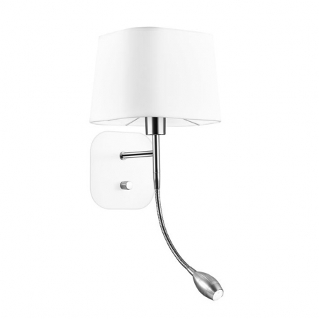 Promotii - Aplica perete premium alba Tekla, baza din metal, abajur textil, brat ajustabil cu LED, 6916202 - Novaluce