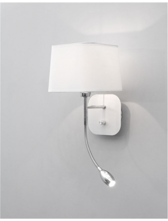 Aplica perete premium alba Tekla, baza din metal, abajur textil, brat ajustabil cu LED, 6916202 - Novaluce [1]