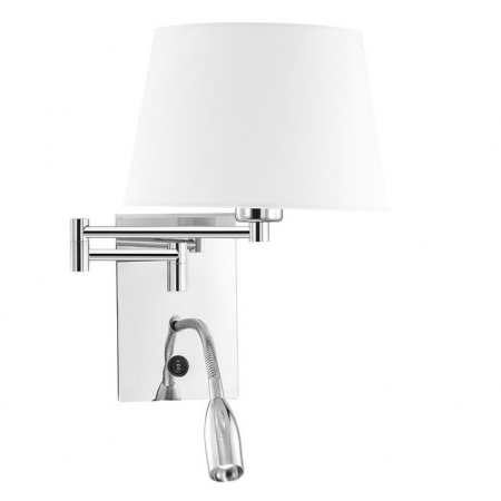 Promotii - Aplica perete premium alba Zelina, baza din metal crom, abajur textil, brat ajustabil cu LED, 6102682 - Novaluce