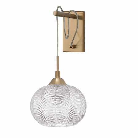 Promotii - Aplica perete retro sticla transparenta cu model Sekar 19x40 cm, metal auriu satinat, 9191545 - Novaluce