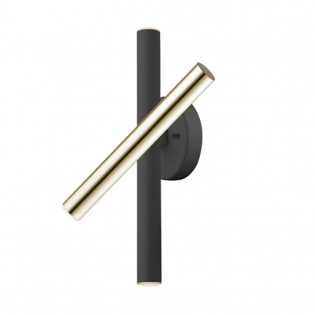 Aplica perete rotativa Kimber 33 cm stil minimalist negru/alb cu auriu sau crom, LED dimabil, 373869 - Schuller [2]