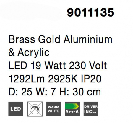 Aplica perete rotunda aurie cu cristale Baruch Ø30 cm, iluminare LED, design modern, 9011135 - Novaluce [5]