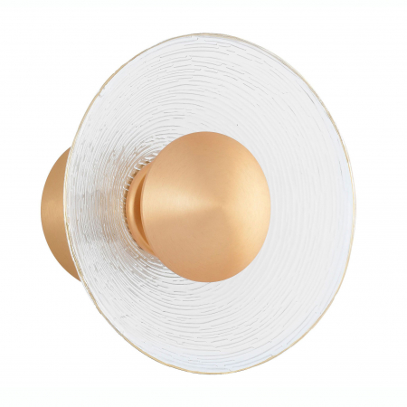 Aplice LED - Aplica perete rotunda aurie Finella Ø16/20 cm, abajur transparent, iluminare LED, 9118514 - Novaluce