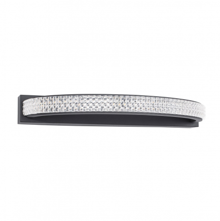 Aplice LED - Aplica perete semicerc auriu mat/negru Sikke 35 cm cu cristale acril, iluminare LED, 9818513 - Novaluce