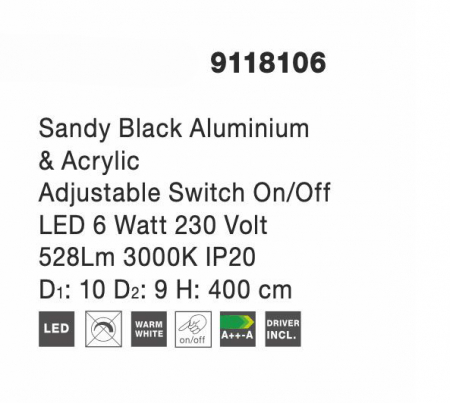 Aplica perete-tavan cu cablu lung Modesto LED, intrerupator inclus, 9118106 - Novaluce [2]