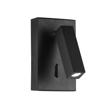 Aplice LED - Aplica spot LED reglabil negru/alb Rupi, din metal, switch ON/OFF, 9081352 - Novaluce
