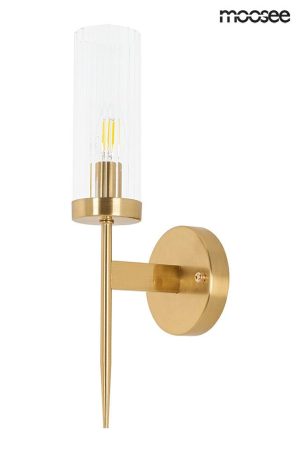 Aplică Torch 12x15x42 cm, Oțel și Cristal Auriu - Moosee [0]