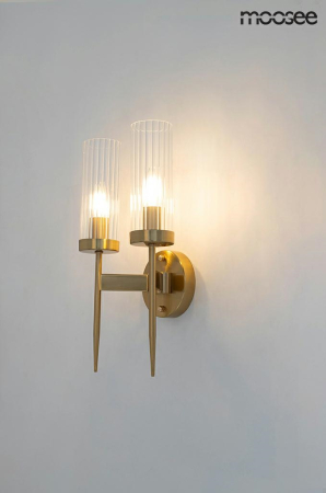 Aplică Torch Twin 23x15x42 cm, Oțel și Cristal Auriu - Moosee [6]