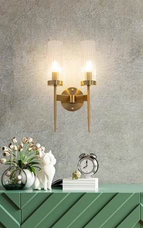 Aplică Torch Twin 23x15x42 cm, Oțel și Cristal Auriu - Moosee [8]