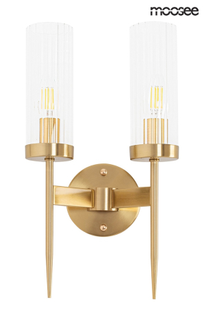 Aplică Torch Twin 23x15x42 cm, Oțel și Cristal Auriu - Moosee [1]