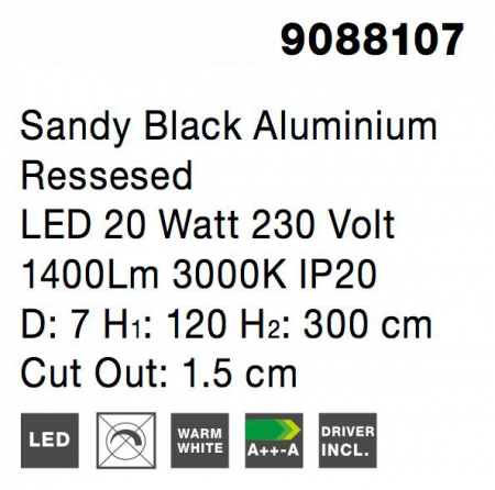 Aplica verticala incastrata podea-tavan Gohar neagra 120 cm stil minimalist, iluminare LED, 9088107 - Novaluce [7]