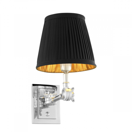 Promotii -   Aplica Wentworth Single finisaj nichel inclus abajur negru 107176 EICHHOLTZ