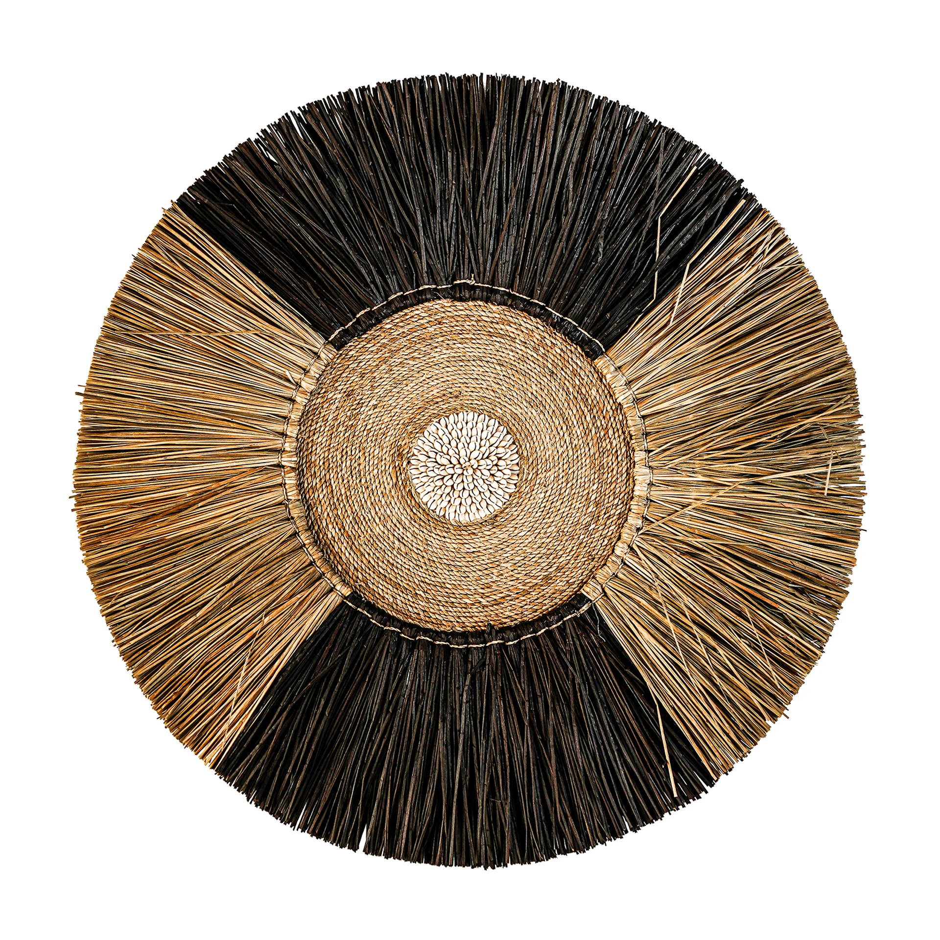 Decoratiune de Perete din Rafie, Negru, 70x2x70 cm - VicalHome 32893 [3]