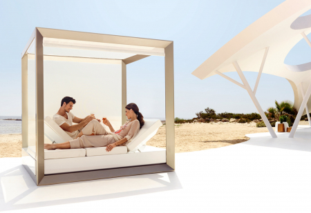 Baldachin gradina lux Vela 200x180 cm cu jaluzea retractabila si saltea reglabila, iluminare LED optionala, 54115F+54107 - Vondom [4]