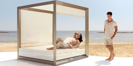 Baldachin gradina lux Vela 200x180 cm cu perdele si saltea reglabila, iluminare LED optionala, 54183F+54107 - Vondom [6]
