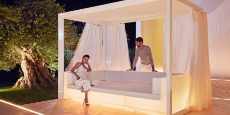 Baldachin gradina lux Vela 200x180 cm cu perdele si saltea reglabila, iluminare LED optionala, 54183F+54107 - Vondom [7]