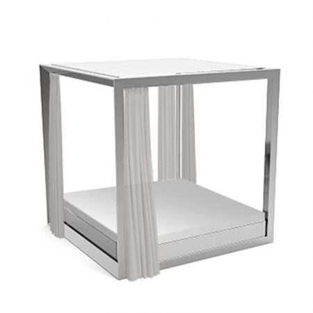 Baldachine & paturi pentru gradina/piscina - Baldachin gradina lux Vela 200x180 cm cu perdele si saltea reglabila, iluminare LED optionala, 54183F+54107 - Vondom