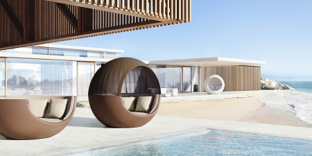 Baldachin lux sferic gradina/piscina Ulm Moon Ø200 cm cu copertina, iluminare LED optionala, 54326 - Vondom [4]