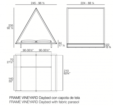 Baldachin premium gradina/piscina Vineyard in forma de casuta ‚ÄûA‚Äù cu acoperis material, 54321 - Vondom [1]
