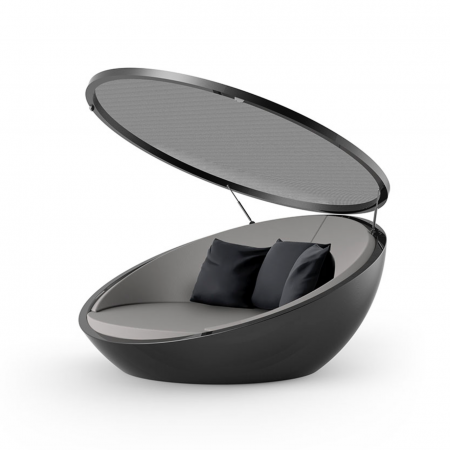 Baldachine & paturi pentru gradina/piscina - Baldachin rotund tip scoica cu acoperis rabatabil Ulm 211x198 cm, iluminare led, model premium, 54136 - Vondom