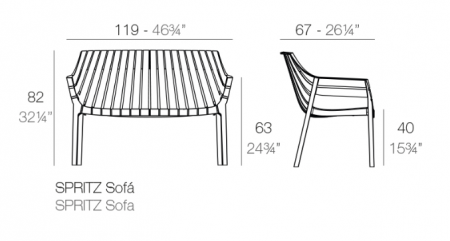 Banca exterior premium Spritz, 119x67x82 cm, policarbonat injectat cu fibra de sticla, 56025 E - Vondom [4]