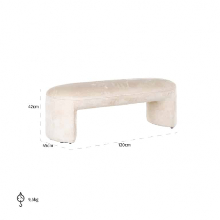 Bancă Fargo chenille alb (Bergen 900 chenille alb), S4549 WHITE CHENILLE - Richmond Interiors [3]