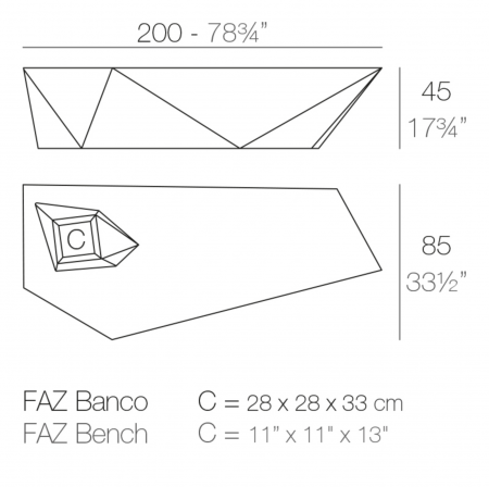 Banca iluminare LED FAZ 200 cm cu ghiveci flori integrat, forma geometrica, 54046 - Vondom [3]