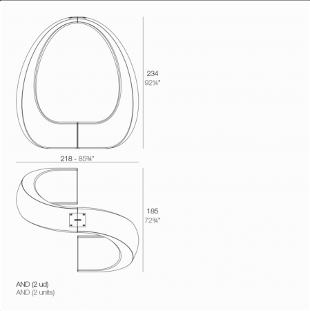 Banca modulara LED pentru gradina AND 218x185x234 cm, 60007 - Vondom [4]