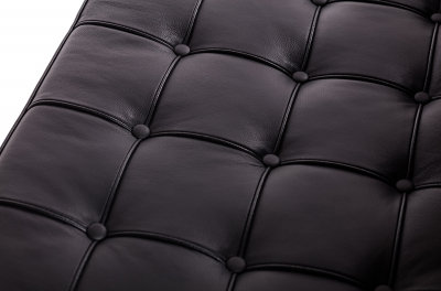 Bancuta lux birou Ava 75x75 cm, piele naturala neagra, picioare otel inoxidabil, T03-1.BLACK - King [2]