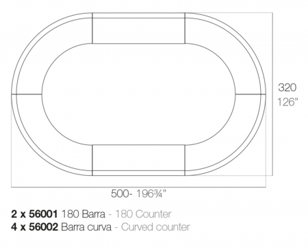 Bar curbat Fiesta 160x160 cm iluminare LED RGBW control smart, design modern, 56002 - Vondom [10]
