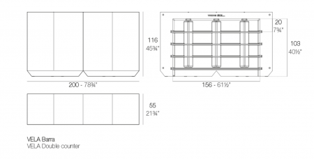 Bar dublu iluminare LED RGBW Vera 200 cm cu control smart, design modern, 54082 - Vondom [1]