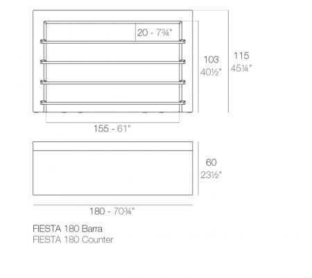 Bar Fiesta 180 cm iluminare LED RGBW control smart, design modern, 56001 - Vondom [1]