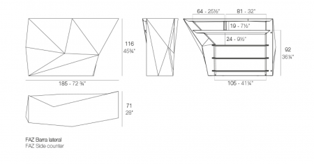 Bar lateral iluminare LED RGBW Faz 185x71 cm cu control smart, design modern geometric, 54111 - Vondom [3]