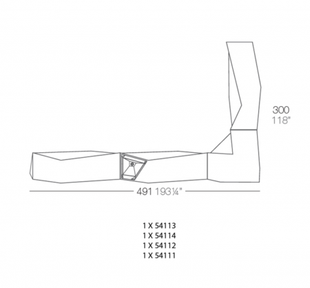Bar lateral iluminare LED RGBW Faz 185x71 cm cu control smart, design modern geometric, 54111 - Vondom [4]