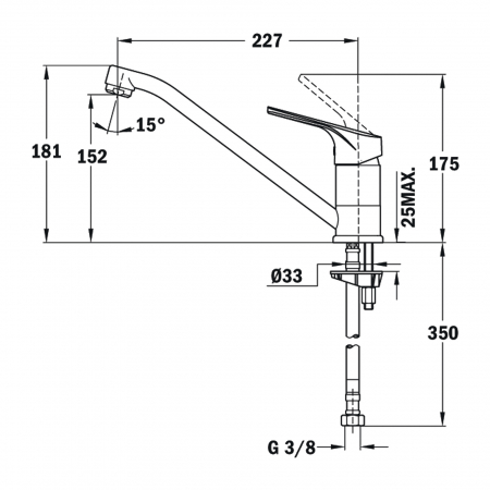 Baterie de bucatarie  MTP 913 cu teava joasa si aerator anticalcar -Teka [3]