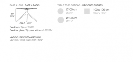 Baza fixa masa exterior Mari-sol Ø96,5x50 cm, din aluminiu diverse finisaje, 65033 - Vondom [1]