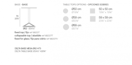 Baza masa exterior Delta din aluminiu, baza fixa/cu atas pliabil, diverse finisaje, h 73 cm, 66007 - Vondom [1]