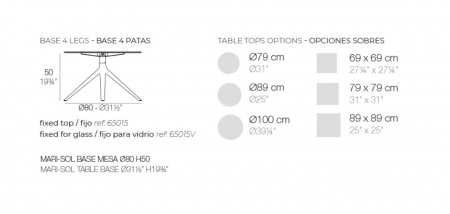 Baza masa exterior Mari-sol din aluminiu h 50 cm, fixa/pentru blat sticla, diverse finisaje, 65015 - Vondom [5]