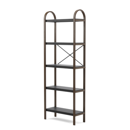 Produse - Bibliotecă din Prawdziwe Lemn Negru Nuc, 61x26x170cm, Umbra 1016840-048