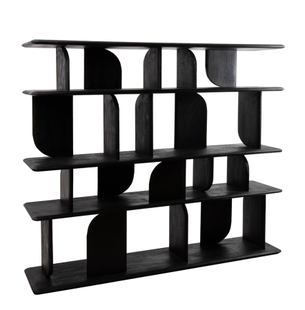 Produse - Bibliotecă Nivo 170x35x140 cm, Lemn Mango Negru - MaMaison