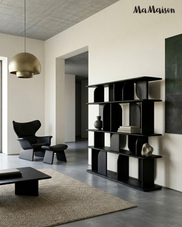 Bibliotecă Nivo 170x35x140 cm, Lemn Mango Negru - MaMaison [8]