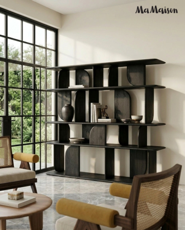 Bibliotecă Nivo 170x35x140 cm, Lemn Mango Negru - MaMaison [5]