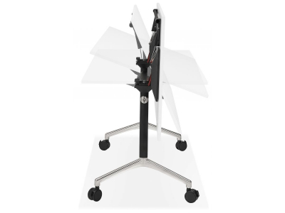 Birou alb cu roti Neves 140x70 cm blat reglabil, pal melaminat / baza neagra si crom, OT00820WH - Kokoon [5]