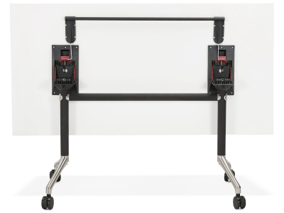 Birou alb cu roti Neves 160x80 cm blat reglabil, pal melaminat / baza neagra si crom, OT00840WH - Kokoon [4]