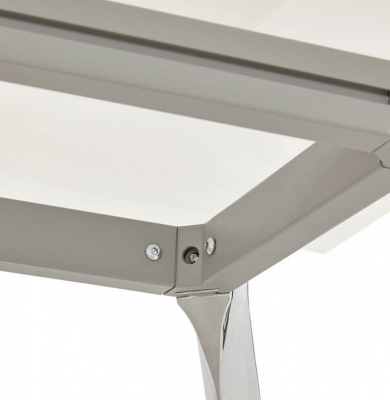 Birou managerial alb Bullet 160x80 cm blat sticla securizata, picioare otel crom, OT00360WH - Kokoon [4]