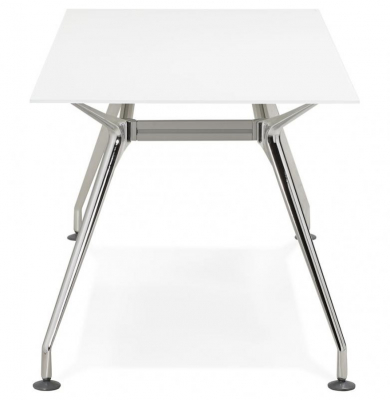 Birou managerial alb Bullet 160x80 cm blat sticla securizata, picioare otel crom, OT00360WH - Kokoon [3]