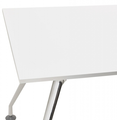 Birou modern alb Bullet II 160x80 cm pal melaminat, picioare otel crom, OT00370WH - Kokoon [3]