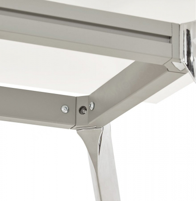 Birou modern alb Bullet II 160x80 cm pal melaminat, picioare otel crom, OT00370WH - Kokoon [6]