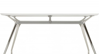 Birou managerial alb Milo 150x70 cm MDF alb, picioare otel crom, design modern, OT00410WH - Kokoon [1]