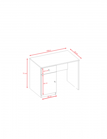 Birou copii Babydream 100 cm MDF alb, cu sertar si spatiu depozitare [3]